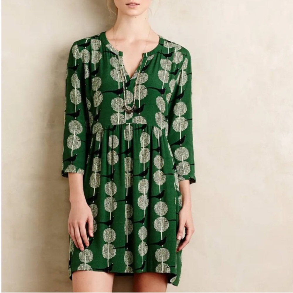 Anthropologie MAEVE Devery Birds Tunic Shirtdress S